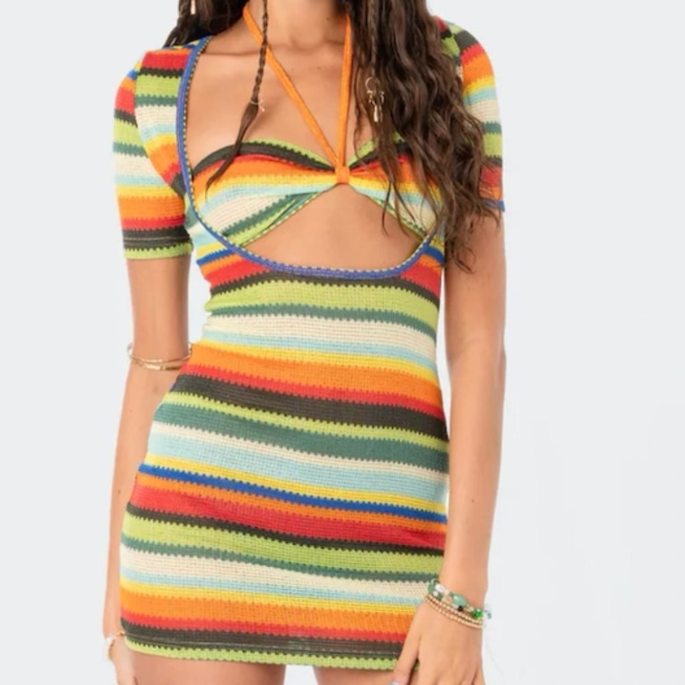 Edikted Andrea Cut-Out Knitted Mini Dress